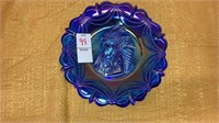 Westmoreland glass blue carnival Indian chief