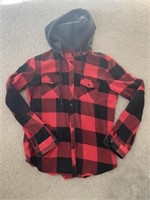 Plaid hoodie flannel Women’s Large