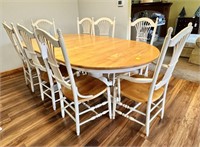 89" Long Maple Top Pedestal Kitchen Table With