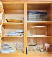 3-Shelves of Contents:  (5) Casserole Dishes,