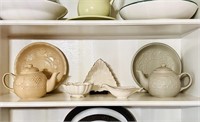 (2) Teapots w/Platters; (3) Pieces of Lenox