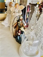 (2) Lighted Angels; (2) Mary & Joseph Figurines