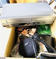 VCR-DVD Player & Box of CDs, DVDs