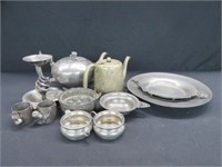 10 PEWTER SERVING PIECES