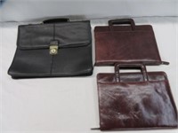 3 LEATHER BRIEFCASES (1 BLACK & 2 BROWN)
