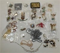 Group of Costume Jewelry; pins, angel ornaments,