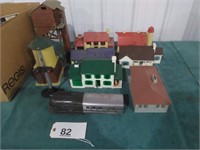 Train Buildings, Accessories, Engine As Is