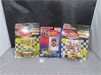 Nascar lot, with 3 different cars