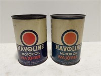 (2) Havoline Motor Oil quart cans