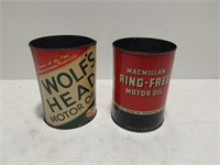 Wolf's Head and Macmillan quart oil cans