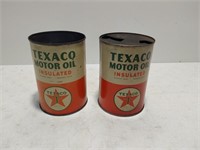 (2) Texaco Motor Oil quart cans