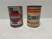 Lubrite and Penn Amoco quart oil cans