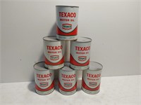 (6) Texaco Motor Oil quart cans
