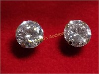 14K & white sapphire earrings 6 carats total