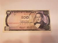 Colombia 100 Pesos 1973 Replacement Note aUNC