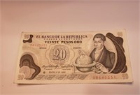 Colombia 20 Pesos1983 Replacement Note Star VF