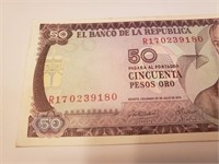 Colombia 50 Pesos1974 Replacement Note Star VF