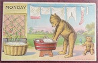 Antique 1907 Stamped Bear Monday PPC Postcard