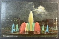 Vintage Wein Leuchtbrunnen Fountain RPPC Postcard