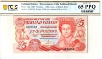 Falkland Islands 5 Pounds 1983 UNC Fancy SN!.FZ28