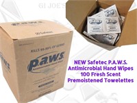 100 Safetec Medical PAWS Antimicrobial Wipes BC1