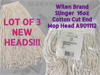 3 NEW 16oz Wilen Stinger A901112 Cotton Mop Heads
