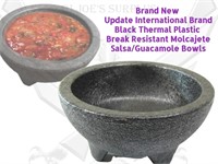 4 New Black Thermal 10oz Molcajetes Salsa Bowls K3
