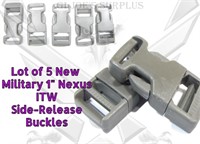 5 New Military 1" Nexus ITW Side Release Buckles