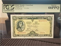 Ireland 1 One Pound 17.5. 1974 ,P64c PCGS 66 GEM
