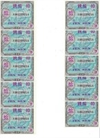 Japan 1944 10 Sen Military Currency x10  .J1a8