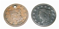 (2) Large Cents - 1827 & 1840