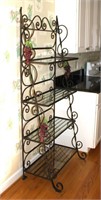 wrought iron bakers rack w glass shelves 72.5"h x