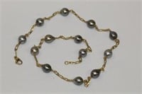 18kt yellow gold Double Link Chain with Tahitian