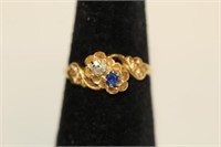 14kt yellow gold Diamond & Sapphire Ring with