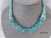 Necklace Turquoise Chips Hand Wrapped 20"