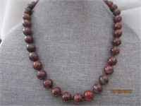 Red Jasper Gem Stone Necklace 24" Heavy