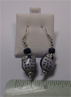.925 Silver Owl Dangle Earrings