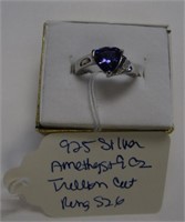 .925 Silver, Amethyst & CZ Ring - SZ: 6