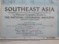 Map 29X34 Southeast Asia National Geo. 1955