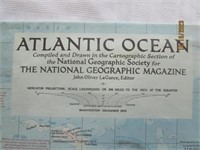 Map 28X39 Atlantic Ocean National Geo. 1955