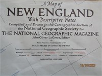 Map 29X42 New England National Geo. 1955
