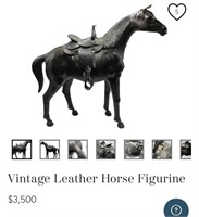 M - LEATHER HORSE STATUE 12X19  (A24)