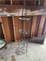 VINTAGE WROUGHT IRON 4 GLASS SHELF DISPLAY STAND