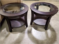 Pair Of Matching Glass Top End Tables