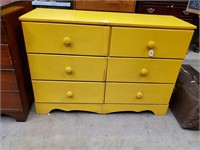 Yellow Painted 6 Drawer Dresser
