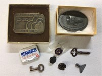 Vintage Lot Belt Buckles Keys Buttons