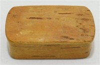 Antique Birch Wood Tobacco Snuff Box with Hinged