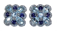 Natural 5.34 ct Aquamarine & Iolite Earrings