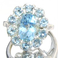 Quality 5.88 ct Oval Blue Topaz Cocktail Ring