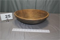 BROWN TURNED WOODEN BOWL - 15"